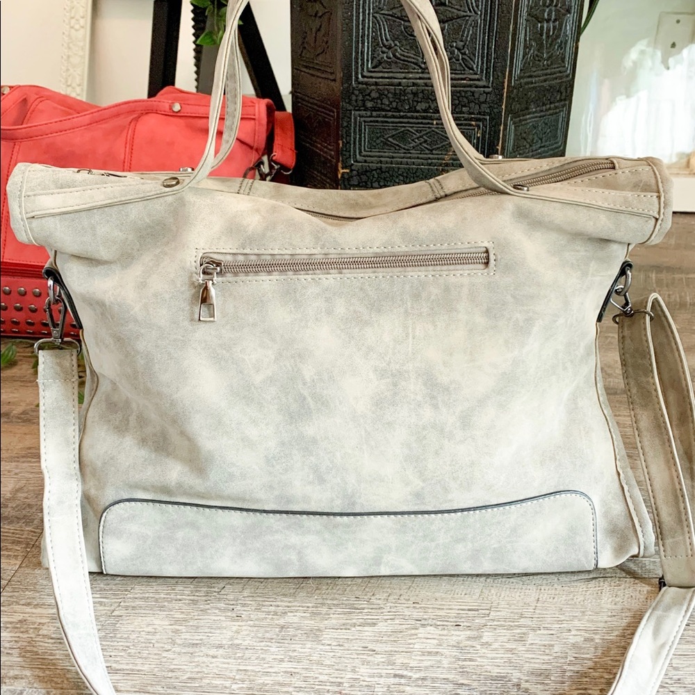 TAUPE Faux Suede Studded Bag - Picture 4 of 7